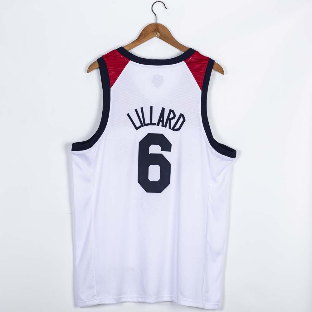 2021 Olympic USA 6 Lillard White Nike NBA Jerseys